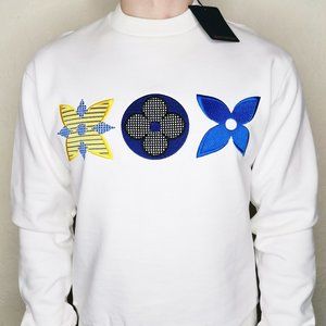 Louis Vuitton White 20FW Flower Monogram Embroidery Long Sleeves Sweatshirt NWT